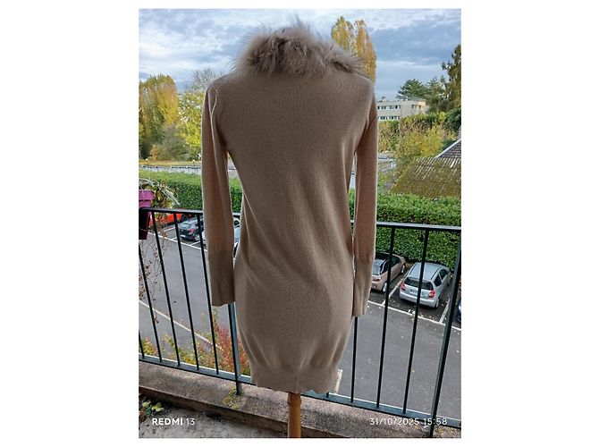 Blumarine lange Weste mit Fuchsfellkragen beige - Ansicht 11