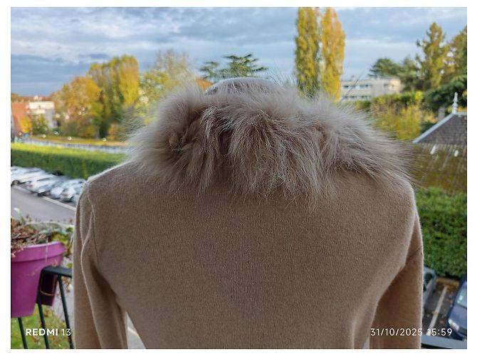 Blumarine lange Weste mit Fuchsfellkragen beige - Ansicht 12