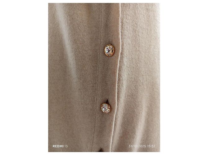 Blumarine lange Weste mit Fuchsfellkragen beige - Ansicht 3