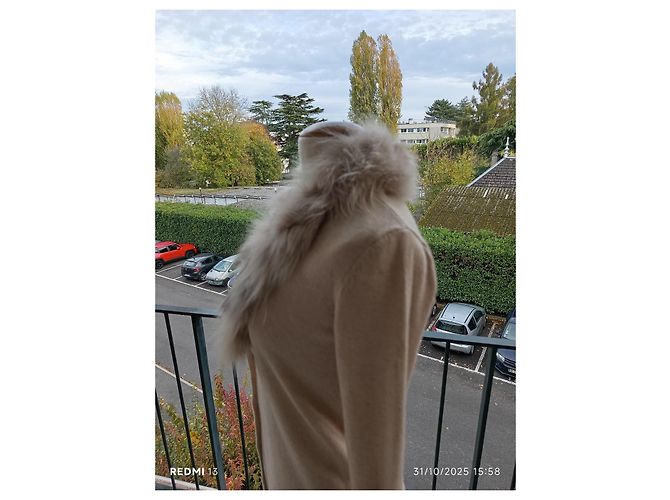 Blumarine lange Weste mit Fuchsfellkragen beige - Ansicht 9