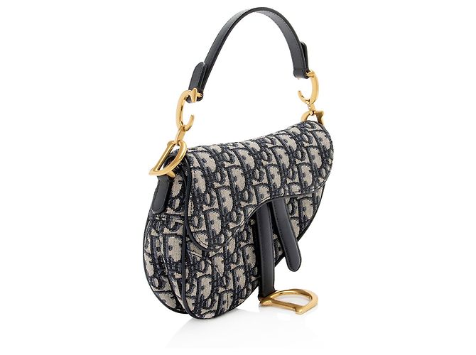 Mini Bolsa Saddle Oblique Dior Azul - vista 2