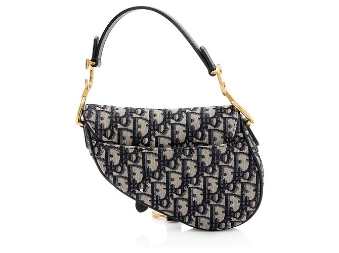 Mini Bolsa Saddle Oblique Dior Azul - vista 3