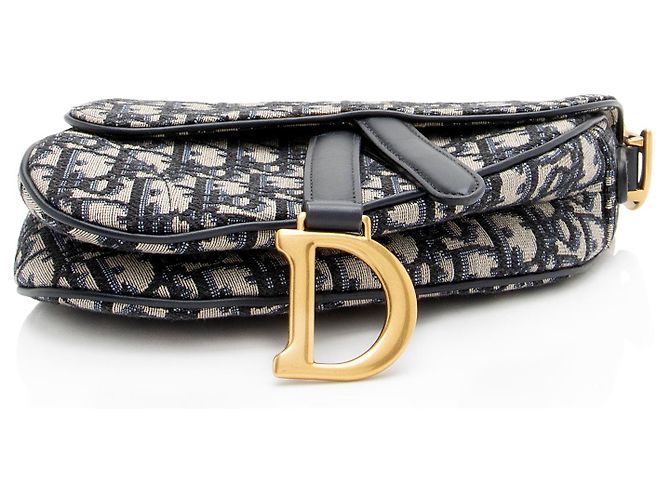 Mini Bolsa Saddle Oblique Dior Azul - vista 4