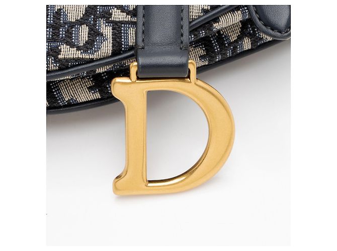 Mini Bolsa Saddle Oblique Dior Azul - vista 9