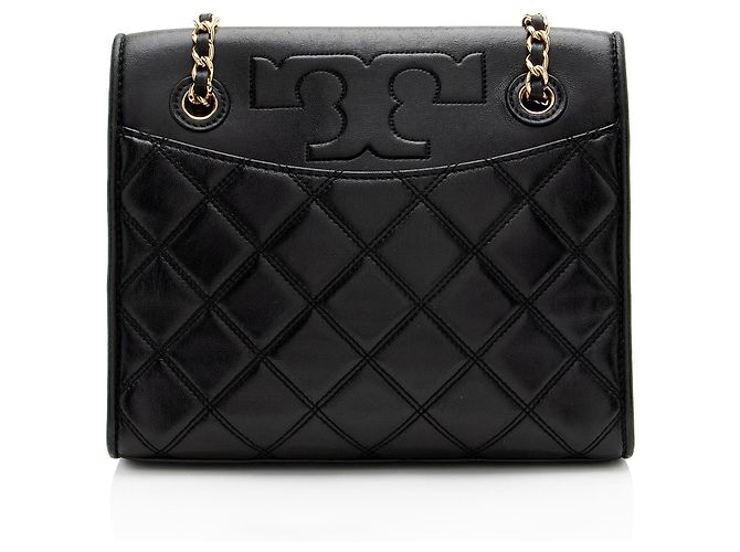 Borsa a Spalla in Pelle Savannah con Catena Tory Burch Nero - vista 3