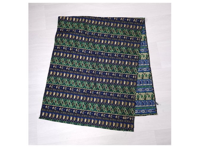 Kenzo stola in viscosa e seta 1990s Blu Verde - vista 4