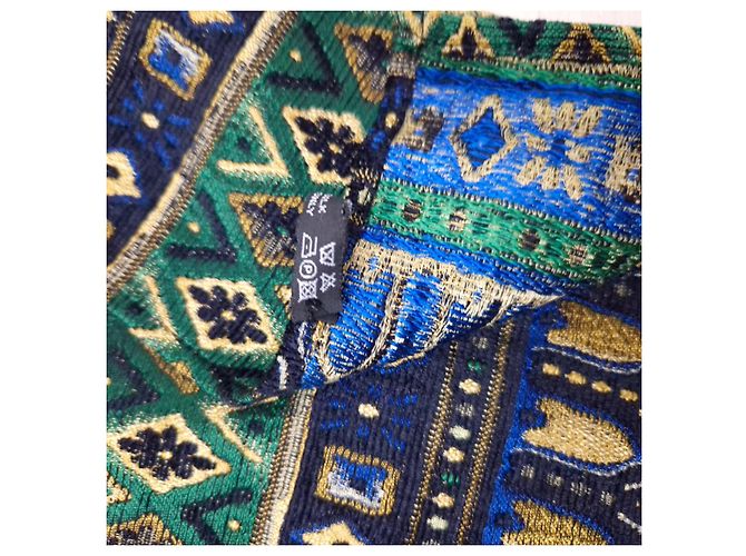 Kenzo stola in viscosa e seta 1990s Blu Verde - vista 5