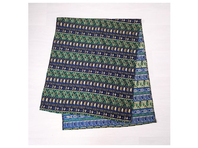 Kenzo stola in viscosa e seta 1990s Blu Verde - vista 6