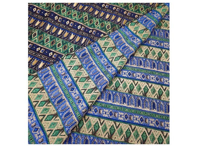 Kenzo stola in viscosa e seta 1990s Blu Verde - vista 8