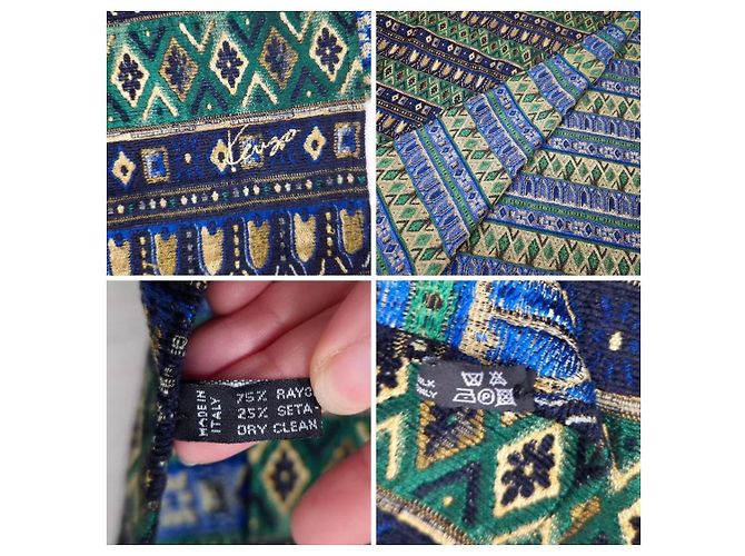 Kenzo stola in viscosa e seta 1990s Blu Verde - vista 9