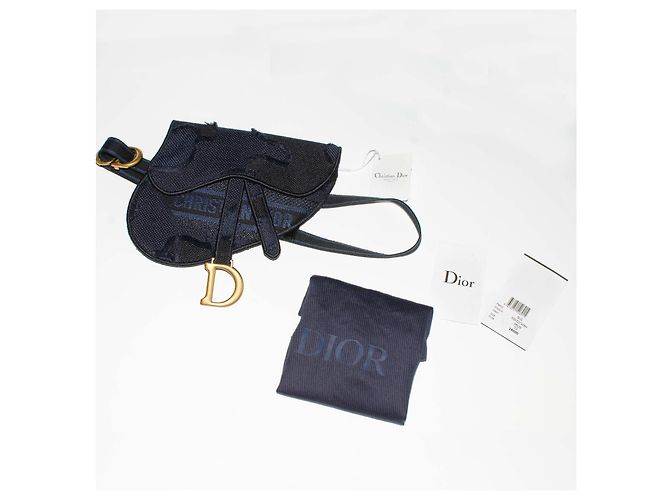 Borsa a Fianco Christian Dior Saddle Blu Marino e Nero Blu navy - vista 12
