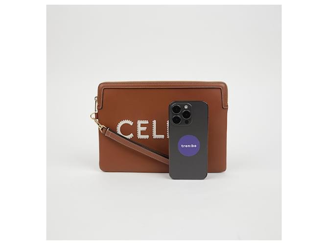 Céline Pochette piccola con tracolla e logo Marrone - vista 6
