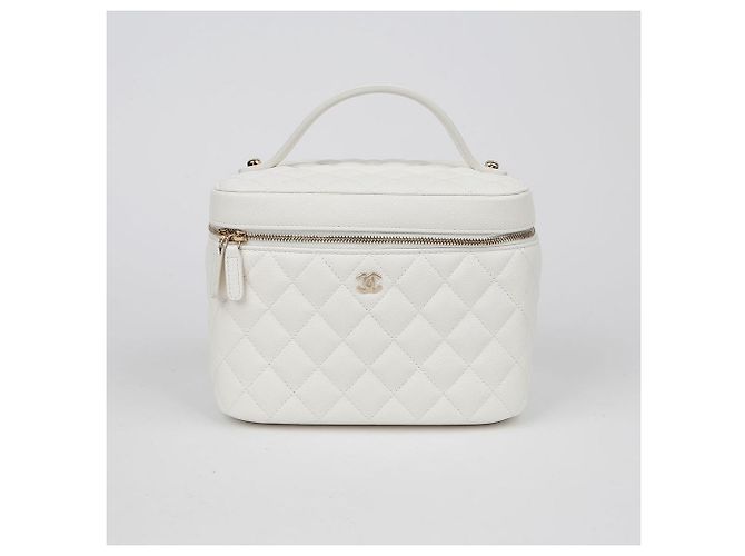 Vanity Chanel Borsa Tote con Manico Superiore in Caviale Bianco - vista 2