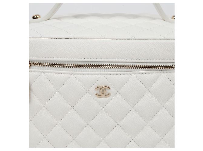 Vanity Chanel Borsa Tote con Manico Superiore in Caviale Bianco - vista 3