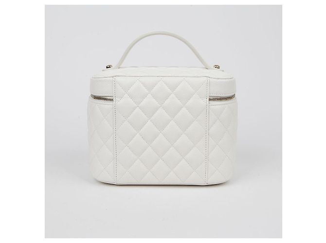 Vanity Chanel Borsa Tote con Manico Superiore in Caviale Bianco - vista 4