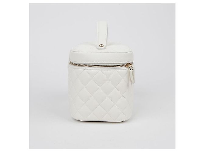 Vanity Chanel Borsa Tote con Manico Superiore in Caviale Bianco - vista 5