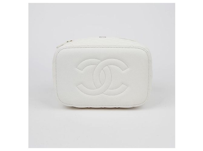 Vanity Chanel Borsa Tote con Manico Superiore in Caviale Bianco - vista 6