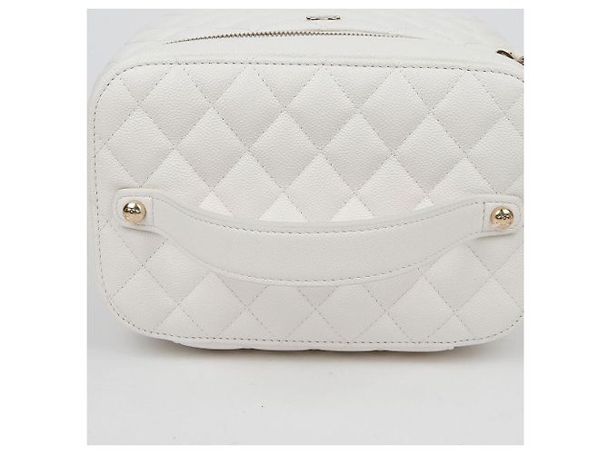 Vanity Chanel Borsa Tote con Manico Superiore in Caviale Bianco - vista 7