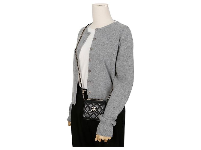 Trendy CC Chanel Bolsa transversal mini CC da moda Preto - vista 14