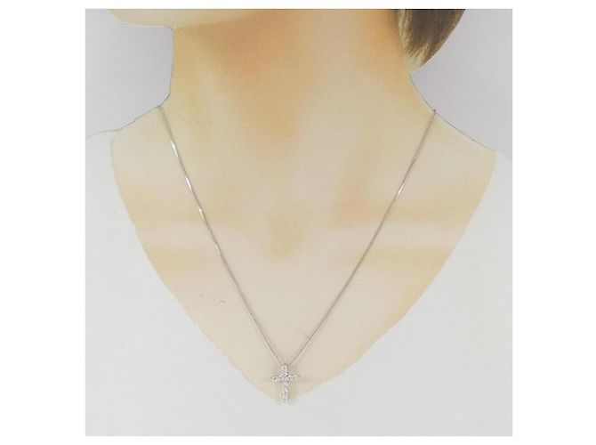 Autre Marque Collana a Croce con Diamanti Au750 Argento - vista 6