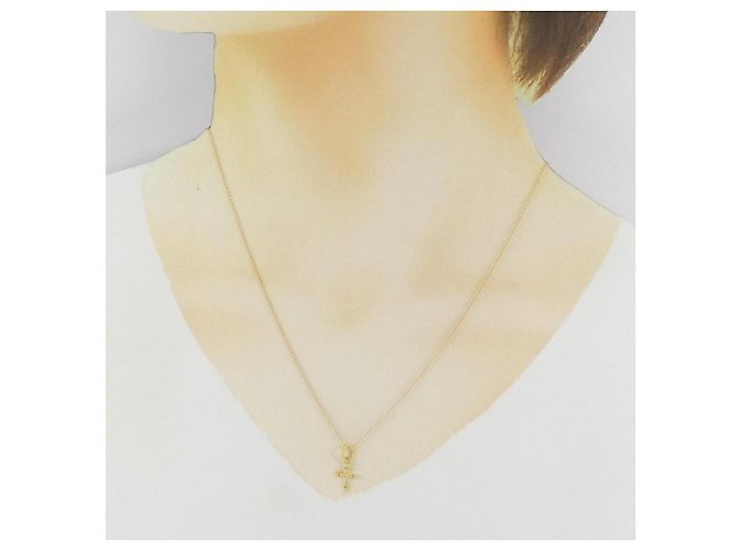 Autre Marque Collana con diamante incrociato Au750 D'oro - vista 6
