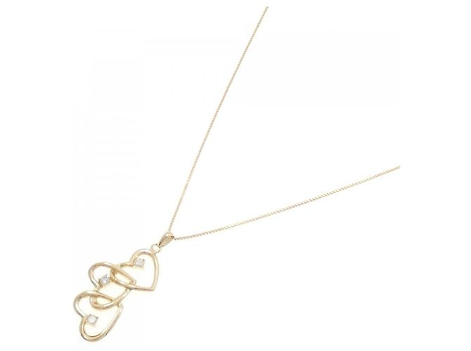 Autre Marque Au750 Drei-Stein-Herz-Diamant-Halskette Golden - Ansicht 2