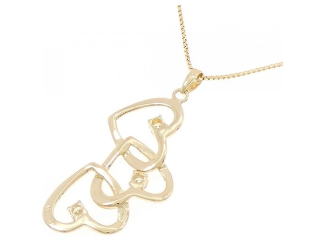 Autre Marque Au750 Drei-Stein-Herz-Diamant-Halskette Golden - Ansicht 4