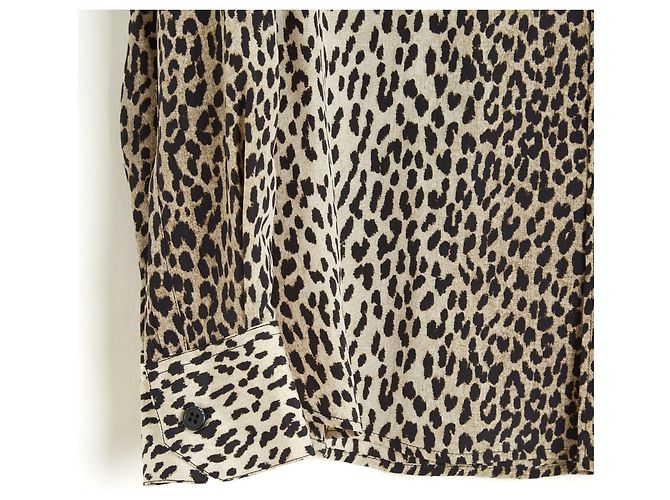 Saint Laurent 2013 Top Leopard Blusa de Crepé de Seda FR42 Slimane UK14 US10 YSL Estampado de leopardo - vista 3