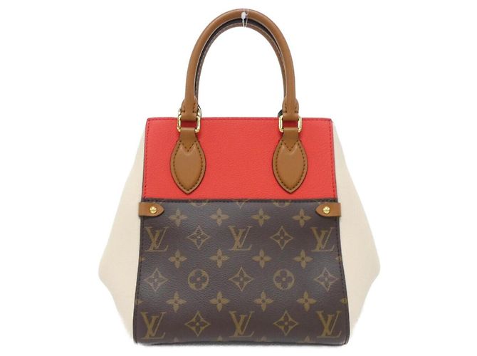 Louis Vuitton Monogram Fold Tote PM Handbag Black Cream Fuschia - vista 2