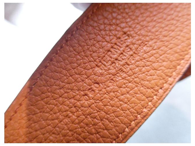 Cintura singola Hermès, larghezza 38mm, lunghezza 100 cm al foro centrale Nero Arancione - vista 4