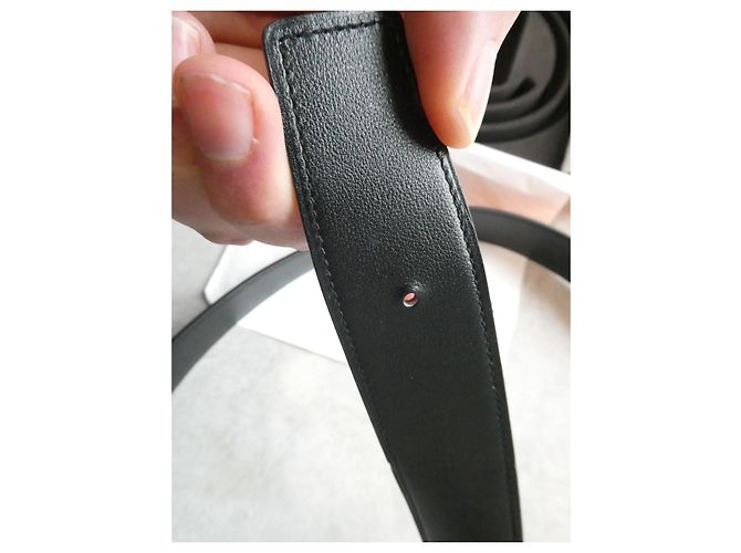 Cintura singola Hermès, larghezza 38mm, lunghezza 100 cm al foro centrale Nero Arancione - vista 7