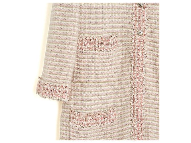 Chanel 2006 Maxi Cardigan Mantel FR38 Rosa Kaschmir Lange Jacke UK10 US6 Pink - Ansicht 2