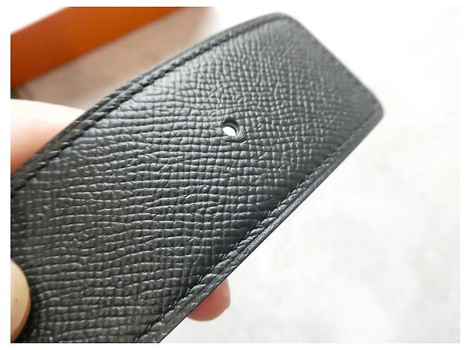 Hermès Gürtel 38mm neu taupe/schwarz mit Box und Dustbag 90CMS - Ansicht 7
