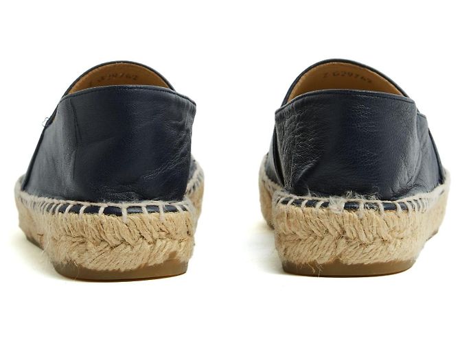 Espadrilles in Pelle Bicolore Chanel EU37 CC Blu Navy Scarpe Piane UK4 US6.5 - vista 4