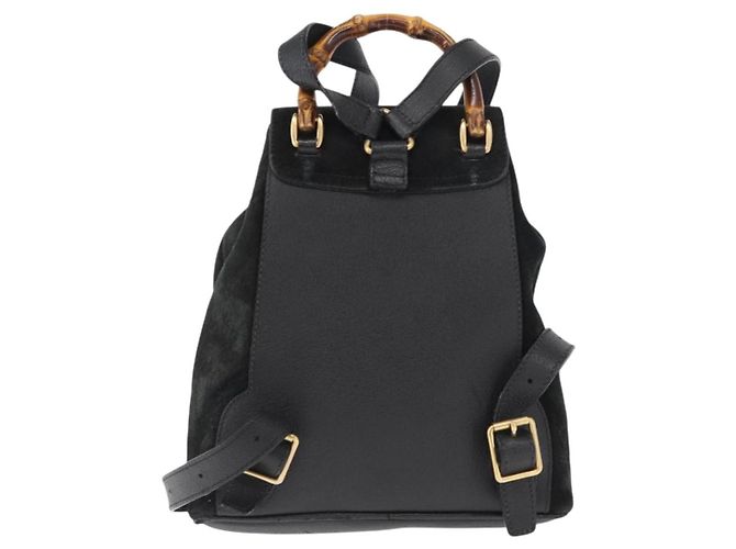 Gucci Vintage Bamboo Suede Mini Nero - vista 2