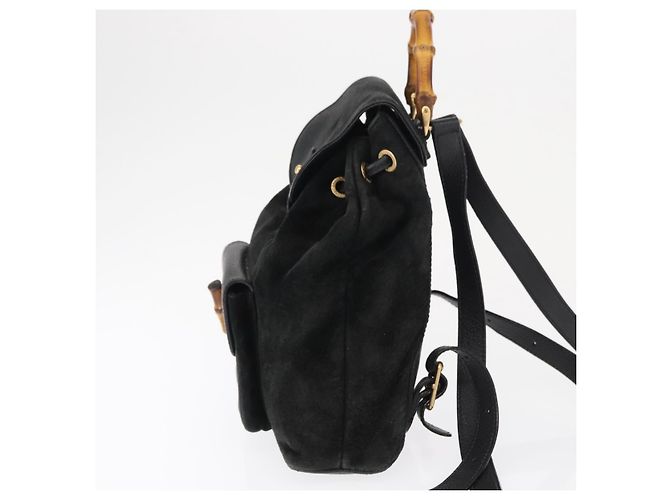 Gucci Vintage Bamboo Suede Mini Nero - vista 3