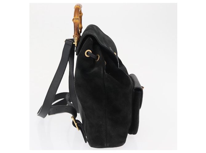 Gucci Vintage Bamboo Suede Mini Nero - vista 4