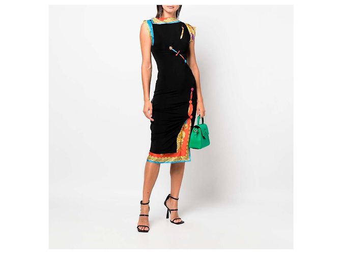 Abito Midi Nero/multicolore Versace - vista 10