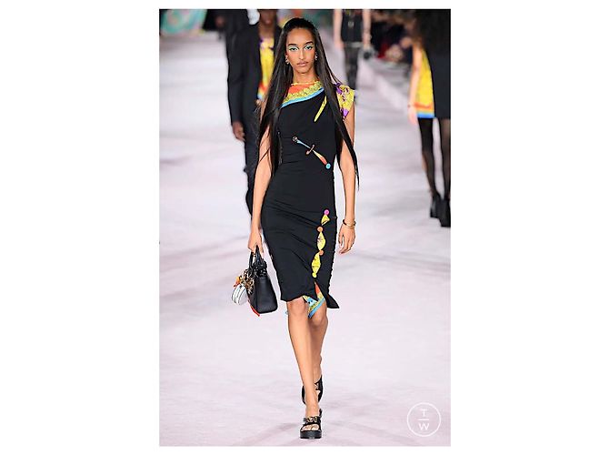 Abito Midi Nero/multicolore Versace - vista 2