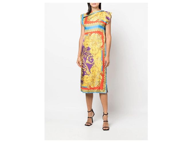 Abito Midi Nero/multicolore Versace - vista 4
