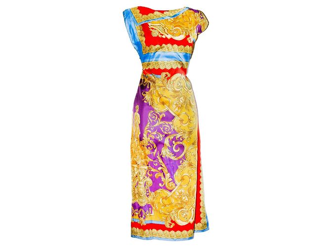 Abito Midi Nero/multicolore Versace - vista 5
