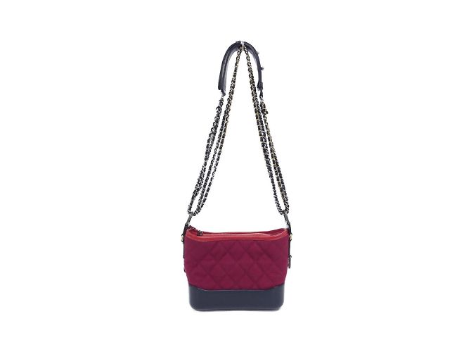 Bolsa de Ombro Chanel Gabriel Line 91810 Vermelho Bordeaux Azul marinho - vista 2
