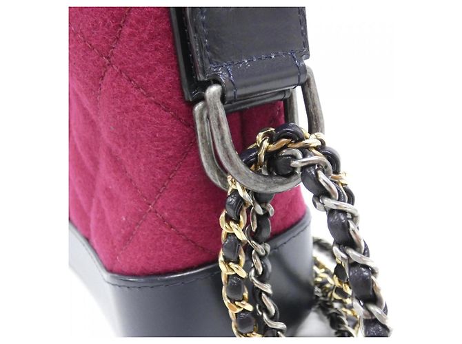 Bolsa de Ombro Chanel Gabriel Line 91810 Vermelho Bordeaux Azul marinho - vista 5