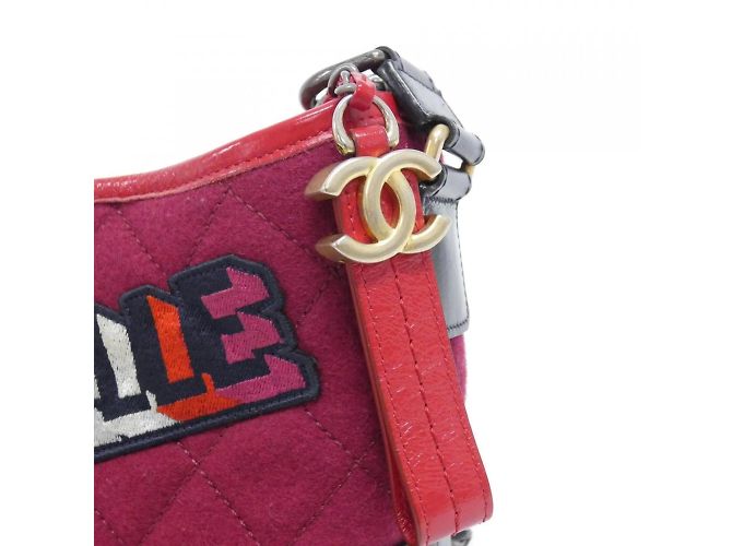 Bolsa de Ombro Chanel Gabriel Line 91810 Vermelho Bordeaux Azul marinho - vista 6
