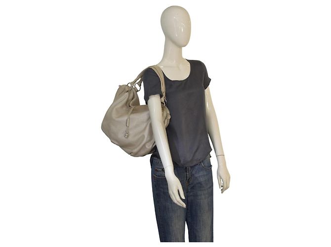 Céline Borsa Celine Grande in agnello argento con doppio manico per la spesa. - vista 17