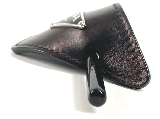 Fermaglio per capelli Kanzashi in pelle nera Prada - vista 3