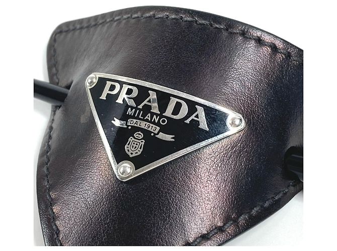 Fermaglio per capelli Kanzashi in pelle nera Prada - vista 5