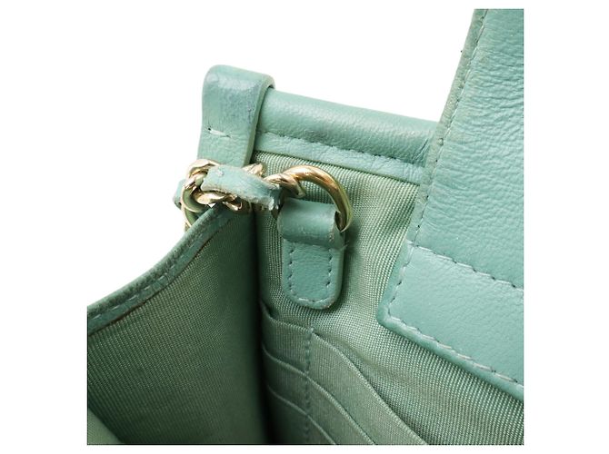 Borsa a spalla in tweed Chanel in blu-verde Multicolore Arancione - vista 9