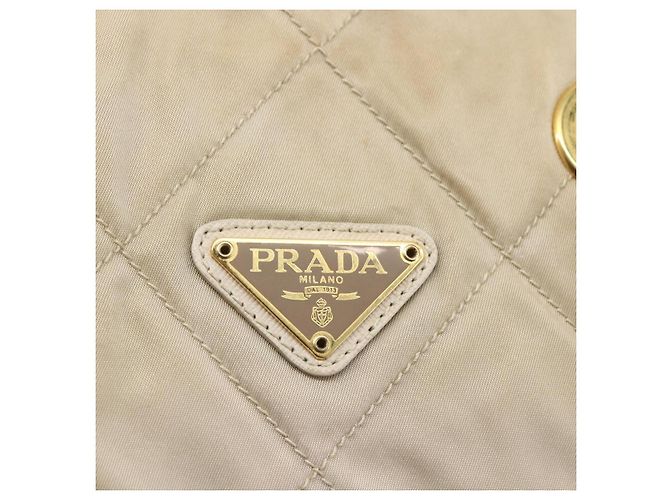 PRADA Borsa a Spalla con Catena Nylon Avorio Oro Auth 164262 D'oro Crudo - vista 17