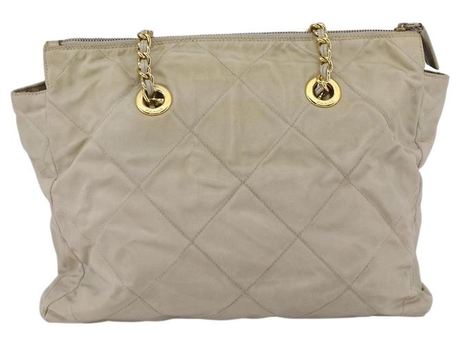 PRADA Borsa a Spalla con Catena Nylon Avorio Oro Auth 164262 D'oro Crudo - vista 2